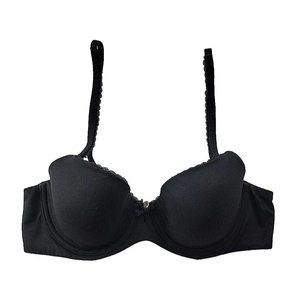 Victoria's Secret Lined Demi 34C Bra Solid Black Underwire Straps Lace Trim